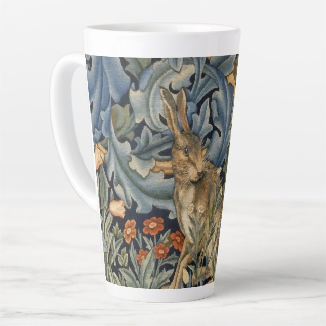 William Morris Forest Rabbit Floral Art Nouveau Latte Mug (Left Angle)