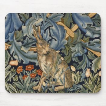 William Morris Forest Rabbit Floral Art Nouveau Mouse Pad by artfoxx at Zazzle
