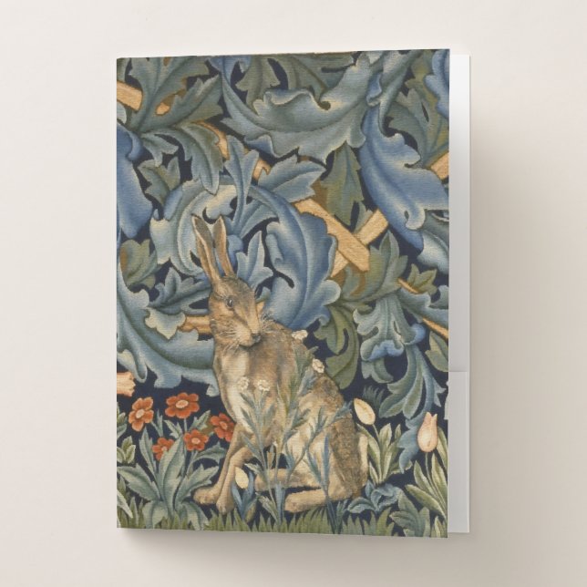 William Morris Forest Rabbit Floral Art Nouveau Pocket Folder (Front)