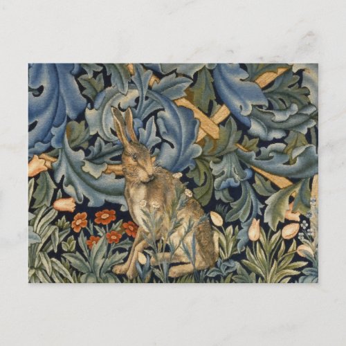 William Morris Forest Rabbit Floral Art Nouveau Postcard