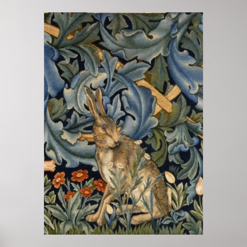 William Morris Forest Rabbit Floral Art Nouveau Poster