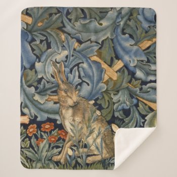 William Morris Forest Rabbit Floral Art Nouveau Sherpa Blanket by artfoxx at Zazzle