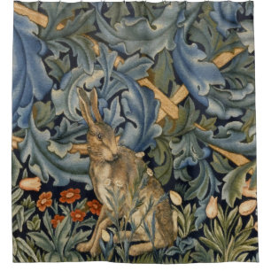 William Morris Forest Rabbit Floral Art Nouveau Shower Curtain