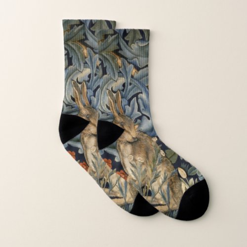 William Morris Forest Rabbit Floral Art Nouveau Socks