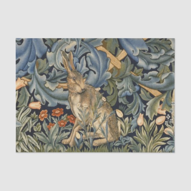 William Morris Forest Rabbit Floral Art Nouveau Tissue Paper (Front)