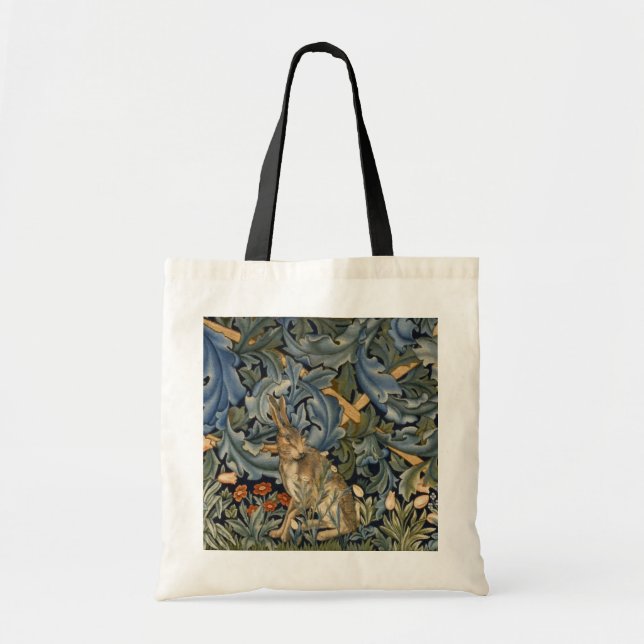 William Morris Forest Rabbit Floral Art Nouveau Tote Bag (Front)