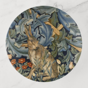William Morris Forest Rabbit Floral Art Nouveau Trinket Tray