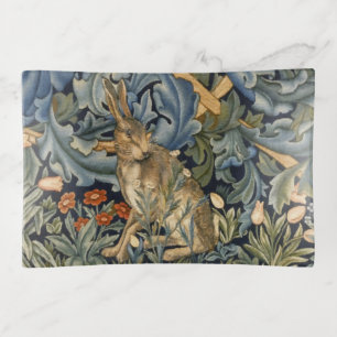 William Morris Forest Rabbit Floral Art Nouveau Trinket Tray