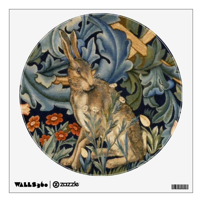 William Morris Forest Rabbit Floral Art Nouveau Wall Decal (Front)