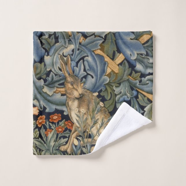 William Morris Forest Rabbit Floral Art Nouveau Wash Cloth (Wash Cloth)