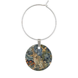 William Morris Forest Rabbit Floral Art Nouveau Wine Charm