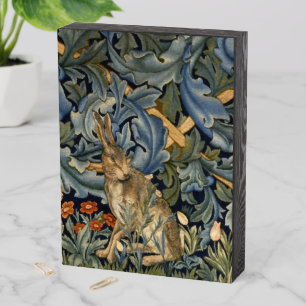 William Morris Forest Rabbit Floral Art Nouveau Wooden Box Sign