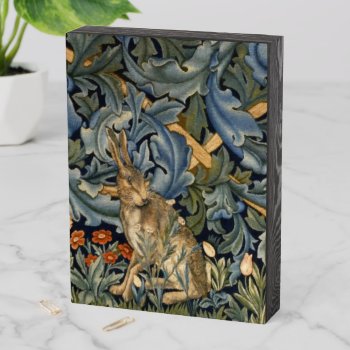 William Morris Forest Rabbit Floral Art Nouveau Wooden Box Sign by artfoxx at Zazzle