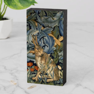 William Morris Forest Rabbit Floral Art Nouveau Wooden Box Sign