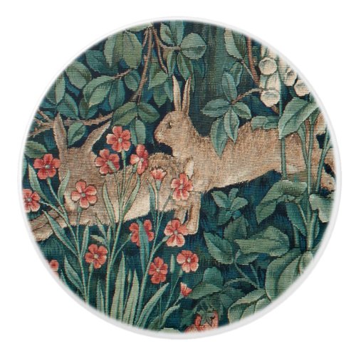 William Morris Forest Rabbit Floral Tapestry Ceramic Knob