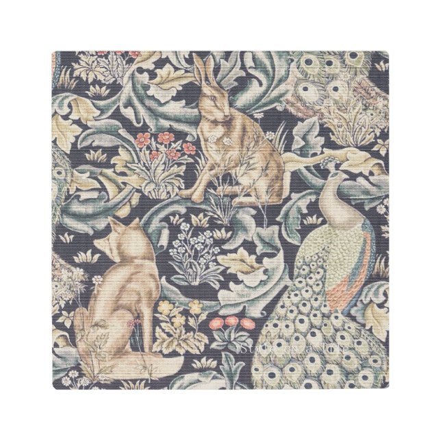 William Morris Forest Rabbit, Peacock and Fox  Metal Print (Front)