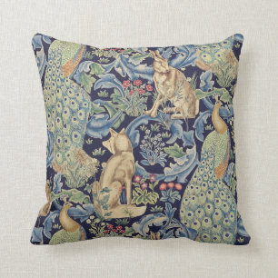 William Morris Forest Rabbit Throw Pillow
