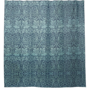 William Morris Forest Rabbits Birds Flowers Blue Shower Curtain