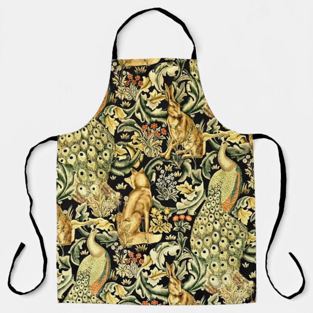 William Morris Forest Tapestry Fox Hare Peacock Apron (Front)