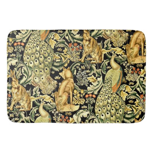 William Morris Forest Tapestry Fox Hare Peacock Bath Mat
