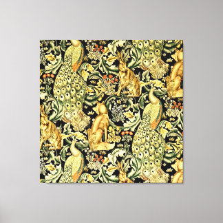 William Morris Forest Tapestry Fox Hare Peacock Canvas Print