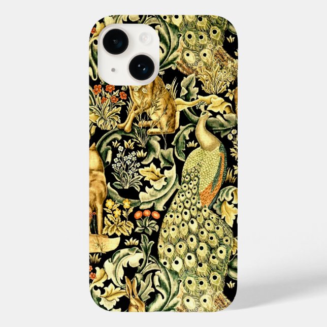 William Morris Forest Tapestry Fox Hare Peacock Case-Mate iPhone Case (Back)
