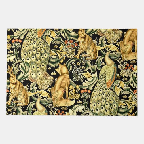 William Morris Forest Tapestry Fox Hare Peacock Doormat