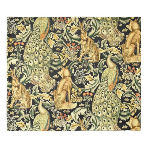 William Morris Forest Tapestry Fox Hare Peacock Duvet Cover