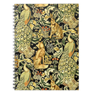 William Morris Forest Tapestry Fox Hare Peacock Notebook