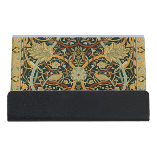 William Morris Forest Tapestry Pattern: Vintage Desk Business Card Holder