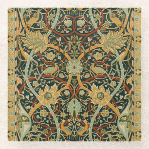 William Morris Forest Tapestry Pattern: Vintage Glass Coaster