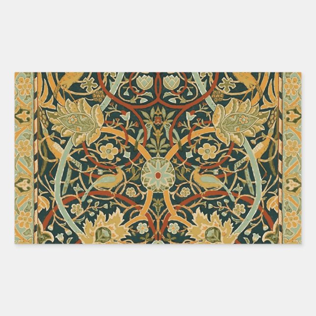 William Morris Forest Tapestry Pattern: Vintage Rectangular Sticker (Front)