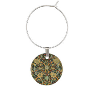 William Morris Forest Tapestry Pattern: Vintage Wine Glass Charm
