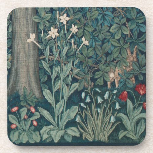 William Morris Forest Wildflower Tapestry Beverage Coaster