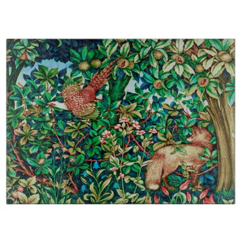 William Morris Fox and Pheasant Tapestry Print  Cutting Board