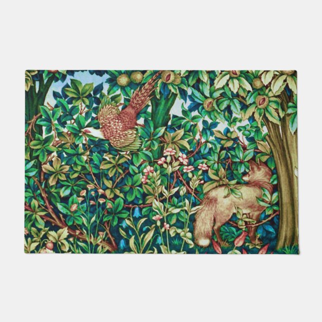 William Morris Fox and Pheasant Tapestry Print Doormat (Front)