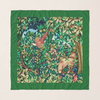 William Morris Fox and Pheasant Tapestry Print Scarf