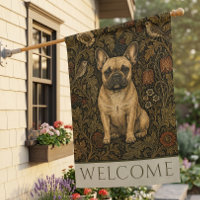 William Morris French Bulldog Vintage Welcome