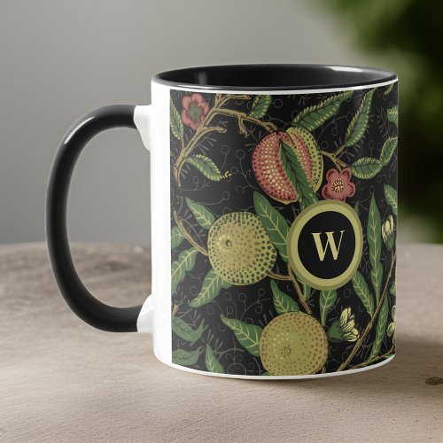 William Morris Fruit Pattern with Monogram Initial Mug