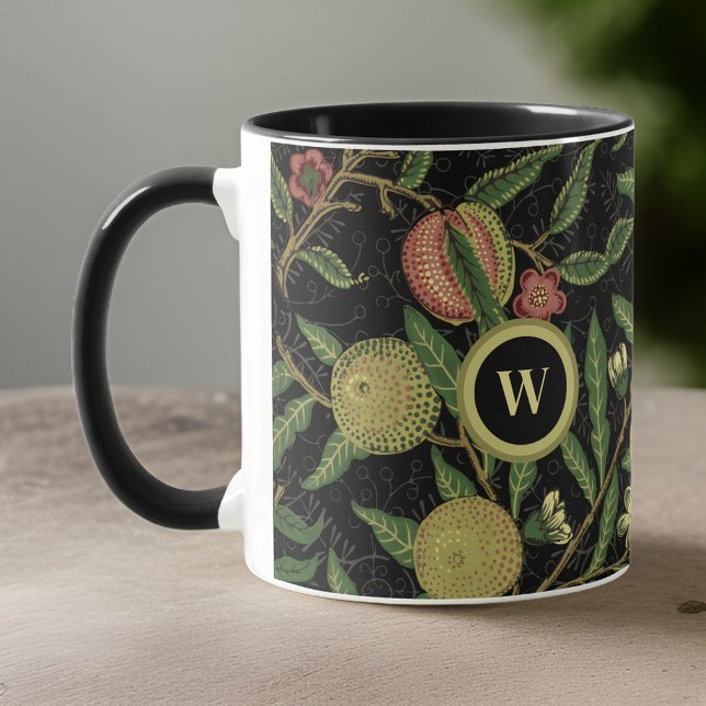 William Morris Fruit Pattern with Monogram Initial Mug (Creator Uploaded)