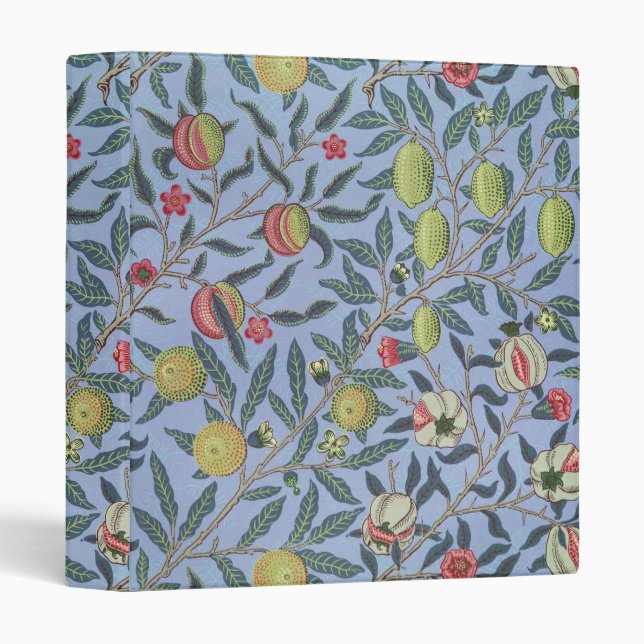 William Morris Fruit Pomegranate Blue Ornament 3 Ring Binder (Front/Spine)