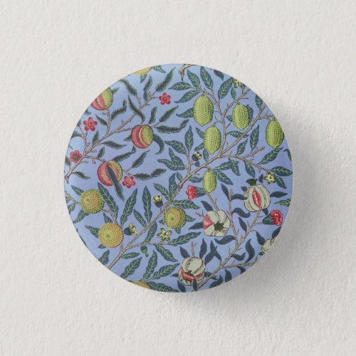 William Morris Fruit Pomegranate Blue Ornament Button