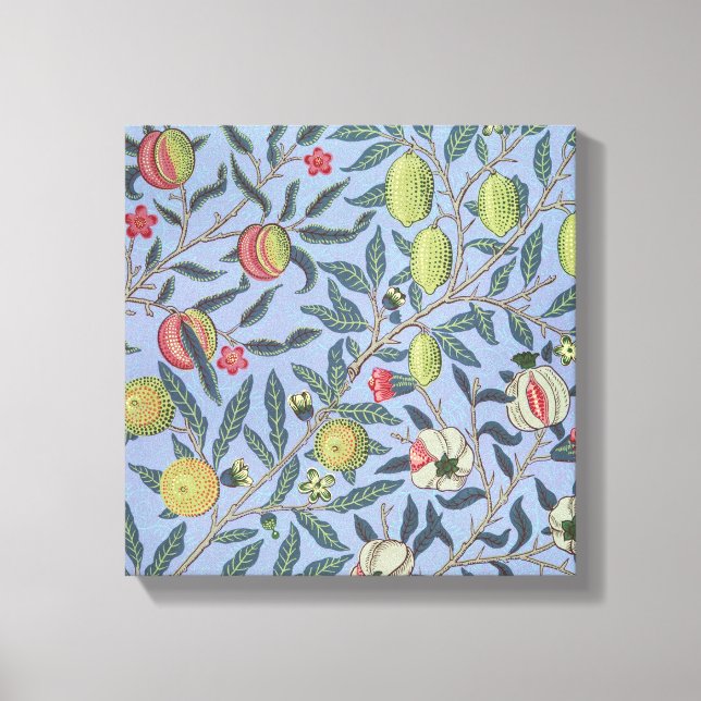 William Morris Fruit Pomegranate Blue Ornament Canvas Print (Front)