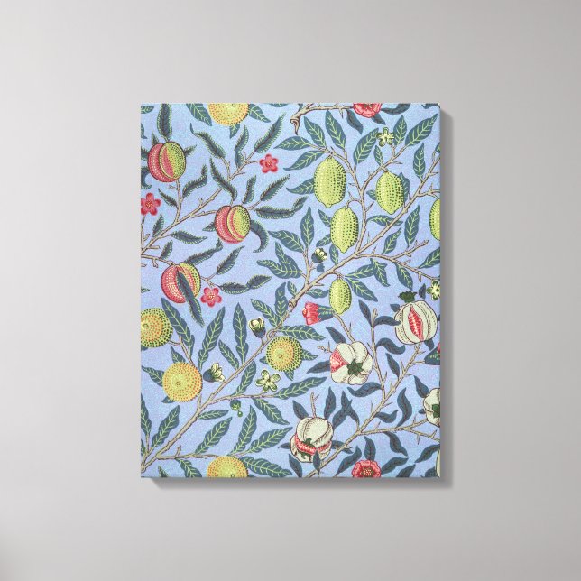 William Morris Fruit Pomegranate Blue Ornament Canvas Print (Front)