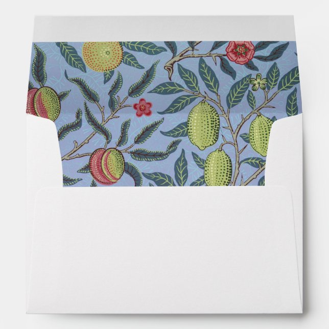 William Morris Fruit Pomegranate Blue Ornament Envelope (Back (Bottom))