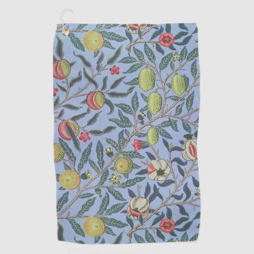 William Morris Fruit Pomegranate Blue Ornament Golf Towel