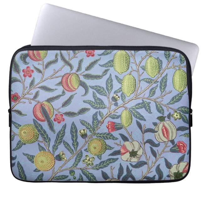 William Morris Fruit Pomegranate Blue Ornament Laptop Sleeve (Front)