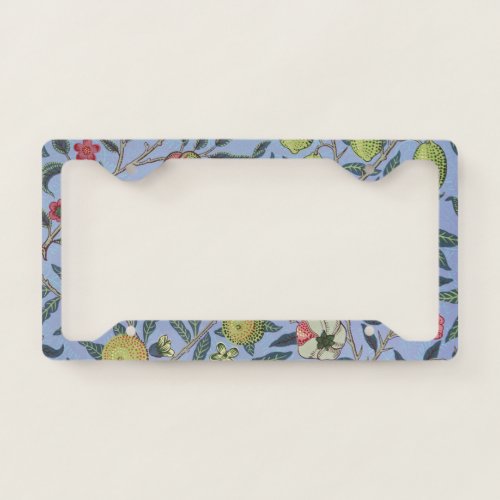 William Morris Fruit Pomegranate Blue Ornament License Plate Frame