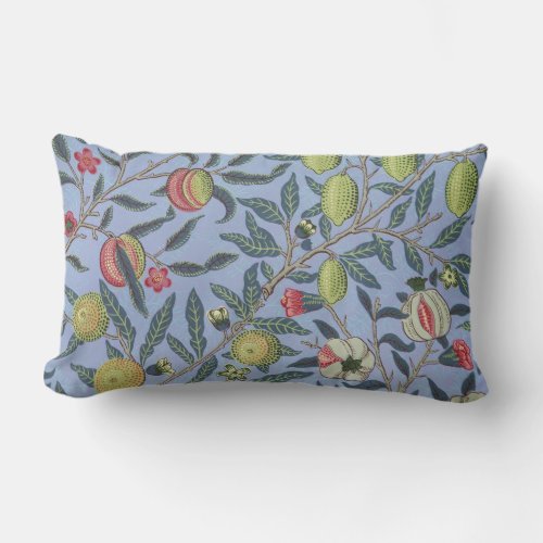 William Morris Fruit Pomegranate Blue Ornament Lumbar Pillow