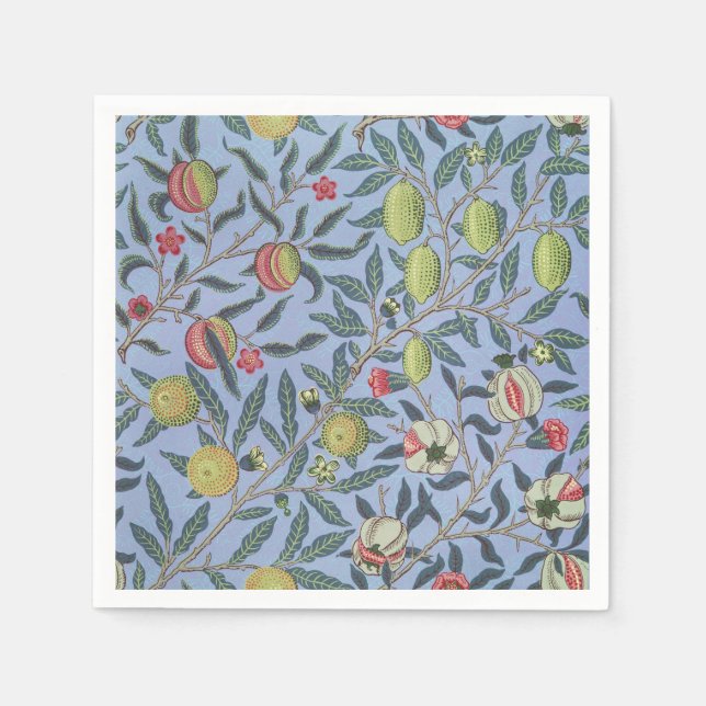 William Morris Fruit Pomegranate Blue Ornament Napkins (Front)